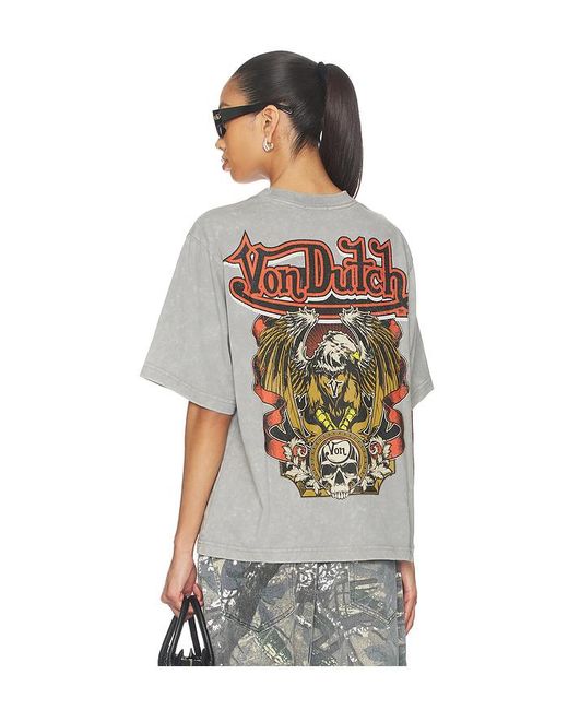 Von Dutch Multicolor Eagle Skull Boxy Crop Tee for men