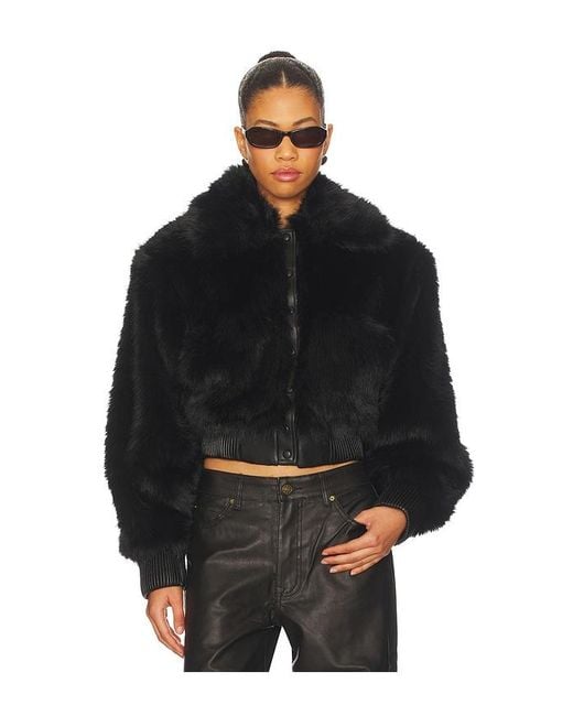 AFRM Black Adelaide Faux Fur Bomber Jacket