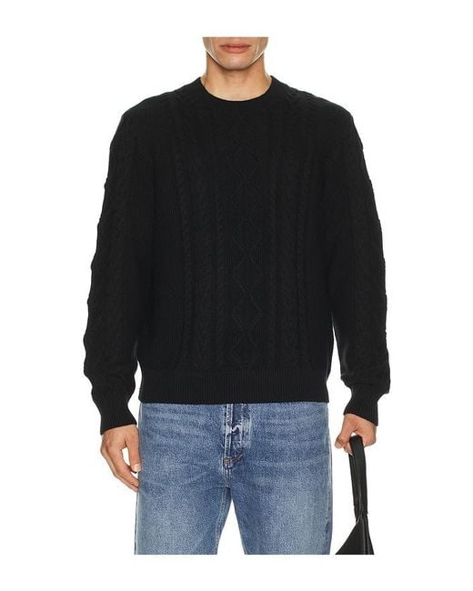 Asher Black Andre Cable Knit Sweater for men