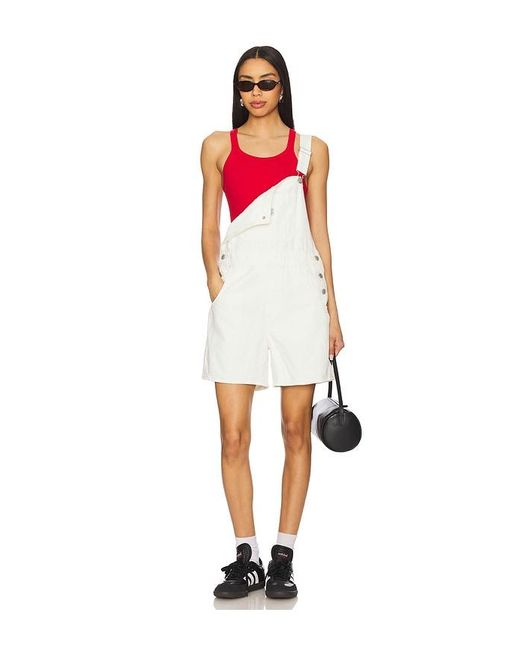 Levi's White Kurze Latzhose Utility