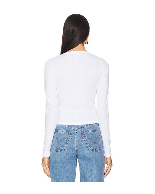 GOOD AMERICAN White Cotton Pointelle Cardigan