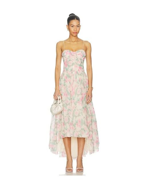 For Love & Lemons White Satin Burnout Maxi Dress