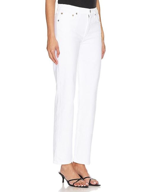 Agolde White Kye Mid Rise Straight Crop