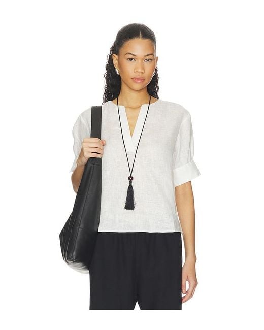FRAME White The V-Neck Popover Top