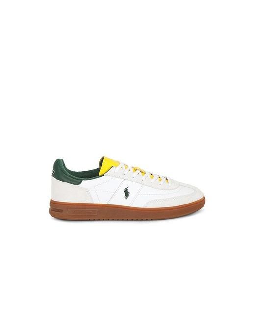 Polo Ralph Lauren White Bedford Leather And Suede Low Top Sneaker for men