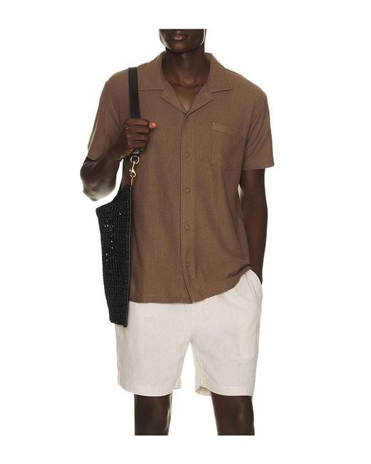 Vintage Summer Brown Beach Pique Camp Shirt for men