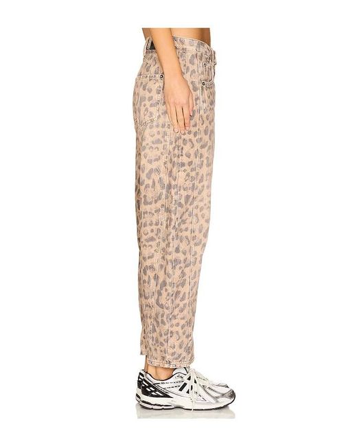 Free People Natural X We The Free Good Luck Printed Mid Rise Barrel
