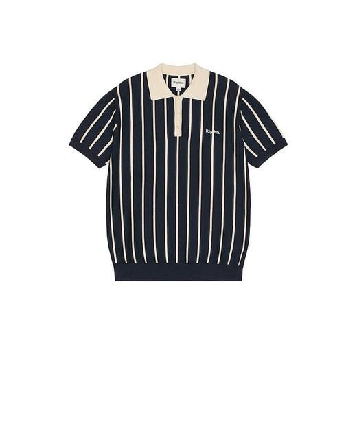 Rhythm Black Striped Knit Polo for men