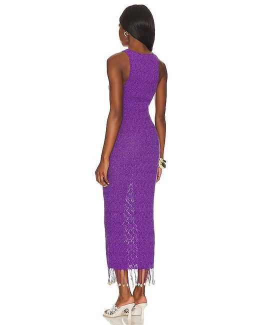 Camila Coelho Purple Abeni Keyhole Midi Knit Dress