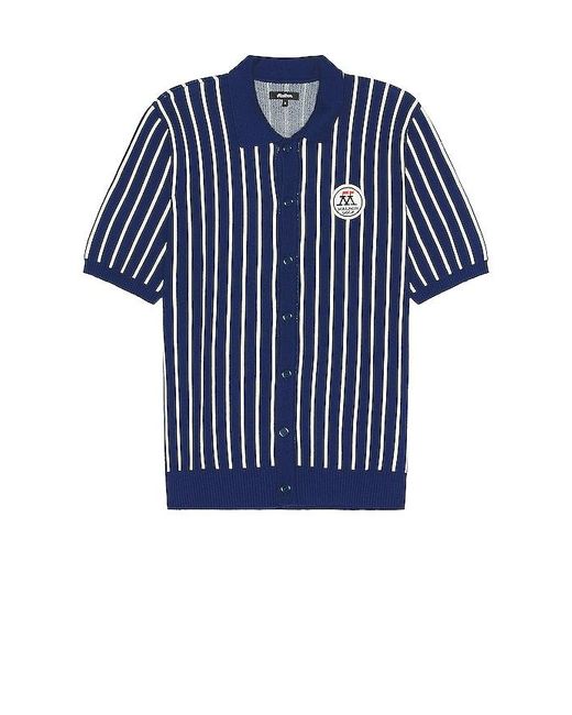 Malbon Golf Blue Parlay Striped Knit Shirt for men