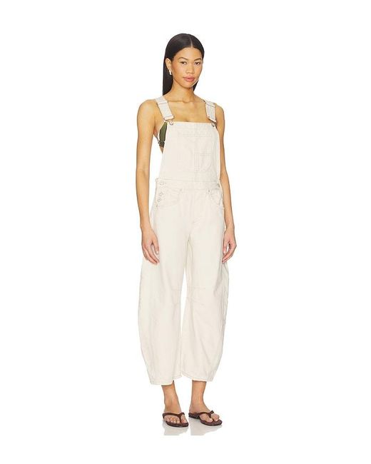 Free People White Good Luck Overall
