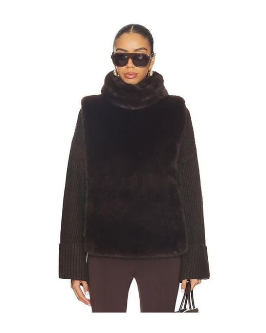 Susanna Chow Black Laurelle Faux Fur Vest