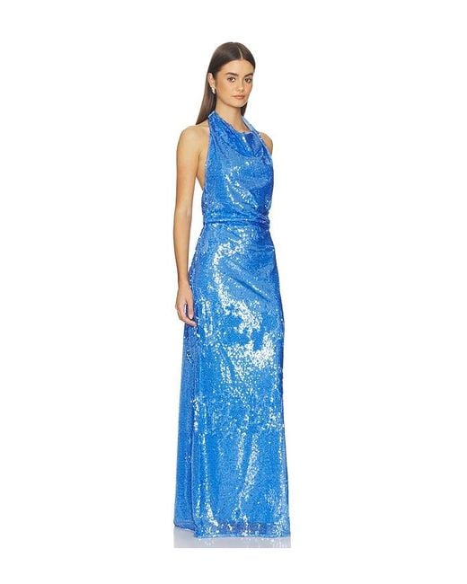 Jonathan Simkhai Blue Reannon Draped Gown