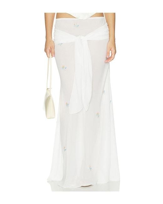 Anna October White Oriana Maxi Skirt With Embroidery