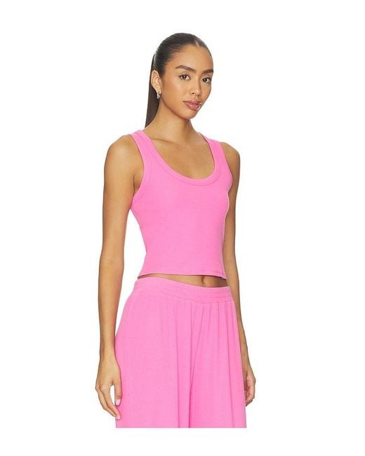 LNA Pink Kat Rib Crop Tank