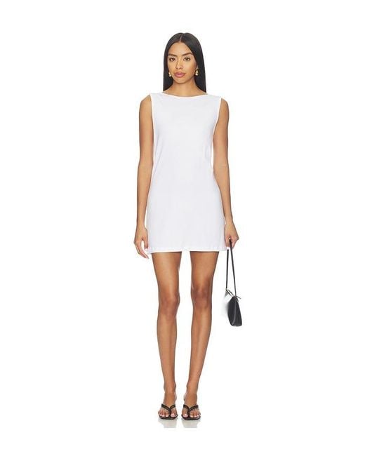Leset White Nando Boatneck Mini Dress