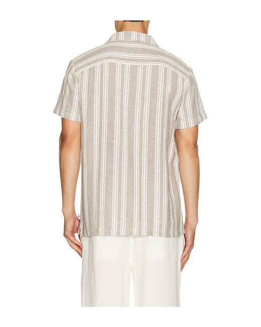 Vintage Summer White Basket Weave Camp Shirt for men