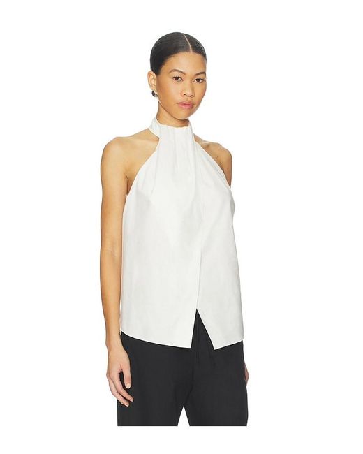 St. Agni White Oxford Halter Tie Back Top