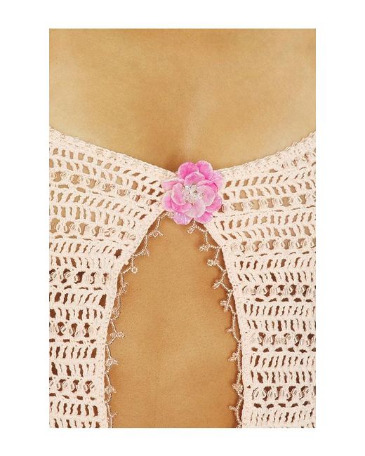 For Love & Lemons Pink Lulu Beaded Tank Top