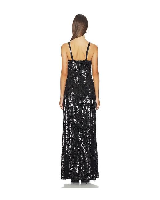 L'Agence Black Sayla Bias Cut Maxi Dress