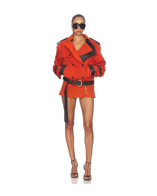 LAQUAN SMITH Red Double Breasted Cropped Coat
