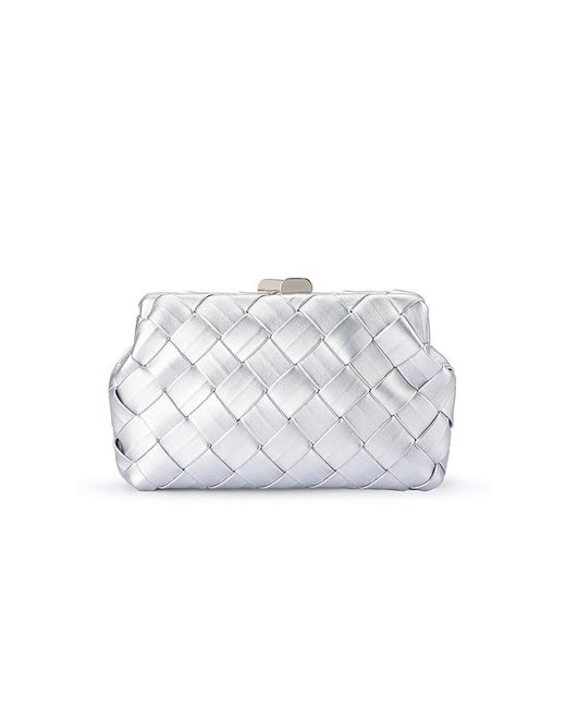 Olga Berg Quinn Woven Clutch White