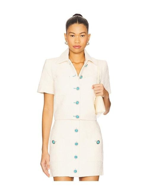 L'Agence White Chita Crop Short Sleeve Jacket