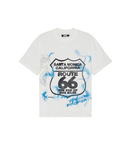 RENOWNED White Route 66 Distressed Tee for men
