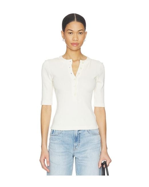 Citizens of Humanity White Nali Short Sleeve Henley Top