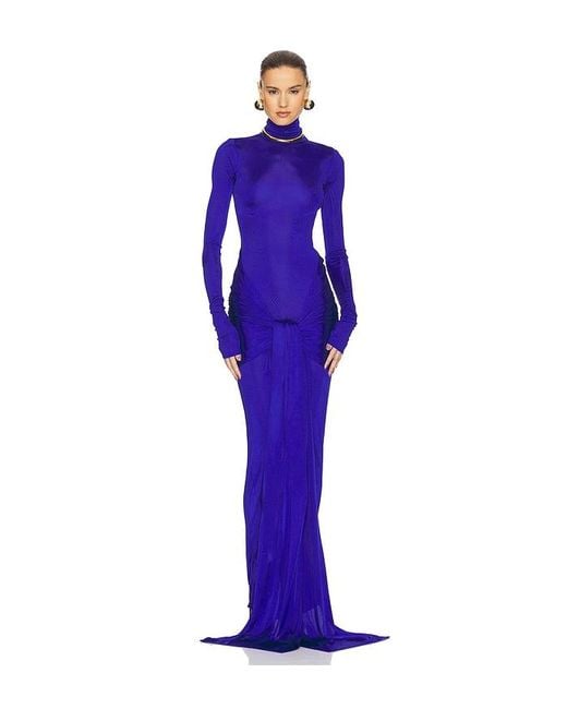 Helsa Purple Slinky Jersey Sarong Maxi Dress