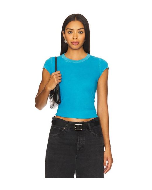 Cotton Citizen Blue Marbella Cap Sleeve Tee