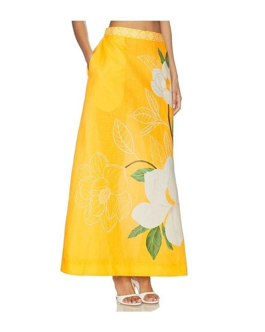 VERANDAH Yellow Magnolia Maxi Skirt