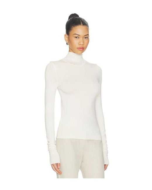 ÉTERNE White Fitted Turtleneck Top