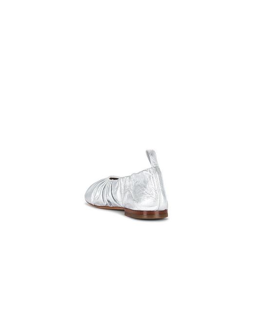 Mansur Gavriel White Ruched Ballerina Flat
