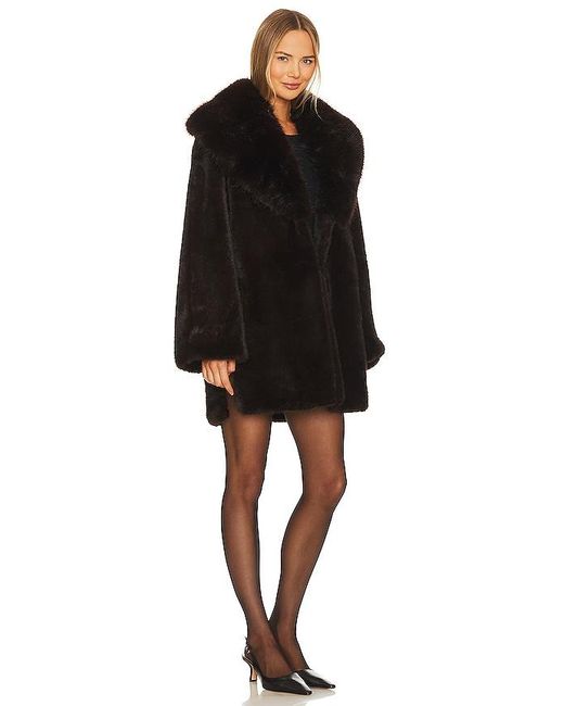 Adrienne Landau Black Faux Fox & Mink Coat