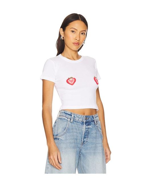 Lovers + Friends Blue Strawberry Hearts Tee