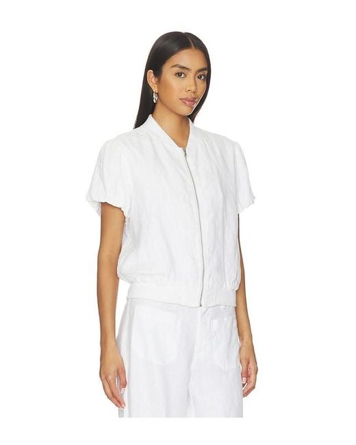 Sanctuary White Everly Linen Bomber Top