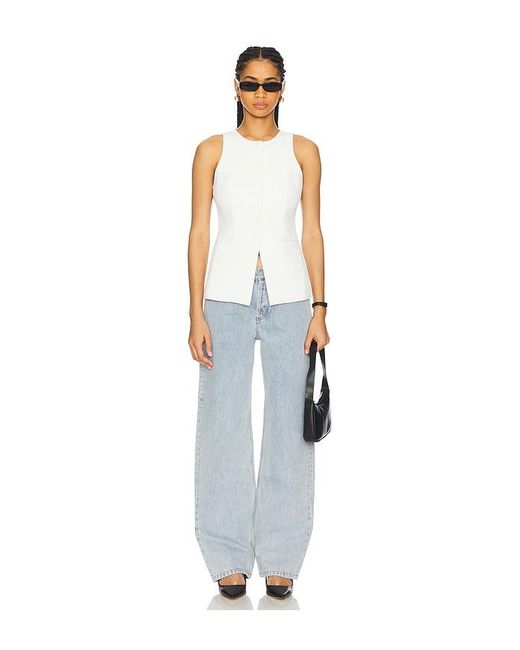 GOOD AMERICAN White Luxe Suiting Sculpted Vest