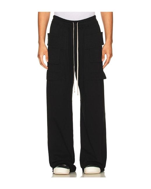 Rick Owens Black Creatch Cargo Drawstring Pants for men
