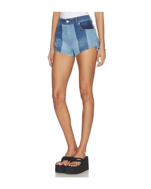 Coperni Blue Denim Patchwork Mini Shorts
