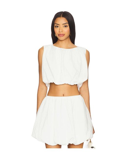 MINKPINK White Alexa Bubble Crop Top