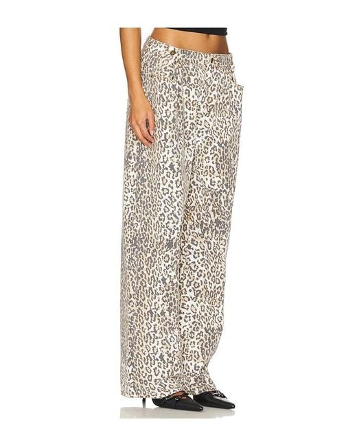 Lioness White Rigid Leopard Print Boyfriend Jeans