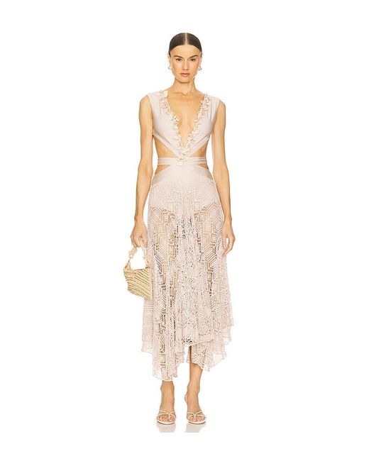 PATBO Natural X Camila Coelho Seashell Lycra Plunge Beach Dress