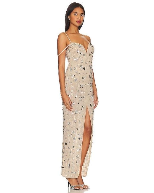 Camila Coelho Natural Tonia Embellished Maxi Dress
