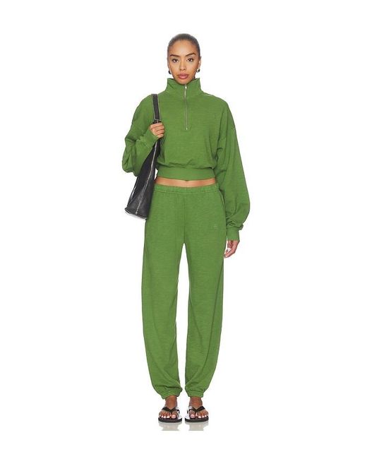 ÉTERNE Green Cropped Half-Zip Sweatshirt