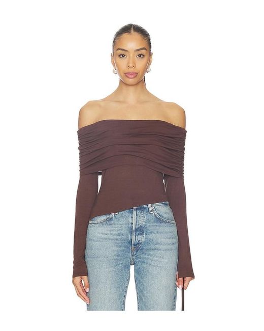MORE TO COME Blue Andrea Off Shoulder Top