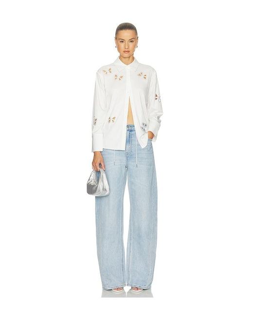 Alice + Olivia White Button-Down-Bluse Finely