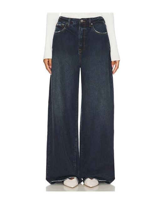 GRLFRND Blue Oversized Rigid Denim Flared Jeans