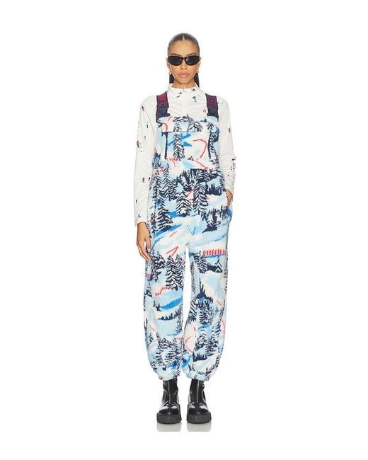 Free People Blue X Fp Movement Printed Hit The Slopes Salopette Jumpsuit