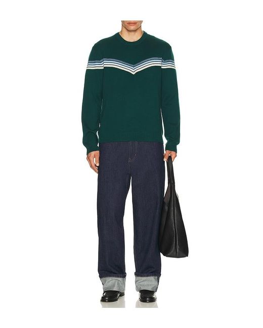 Marine Layer Green Chevron Varsity Crew Sweater for men